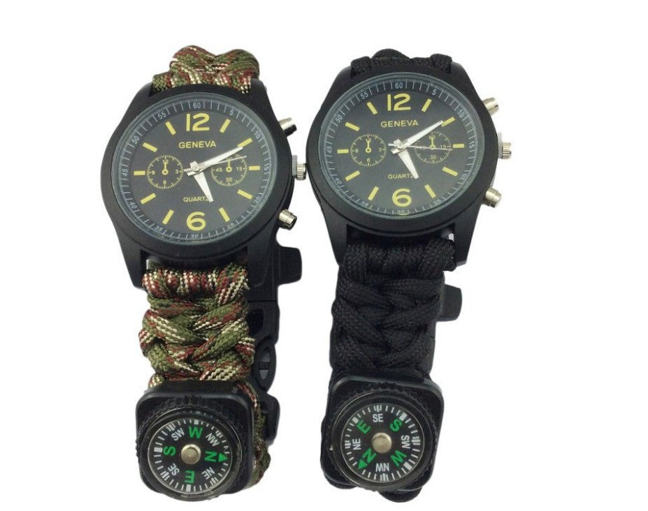 Whistle Watch Fire Starter Compass Paracord